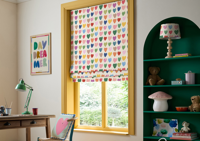 Wee Blue Bell Love Hearts, Multi - Roman Blind - Image 5